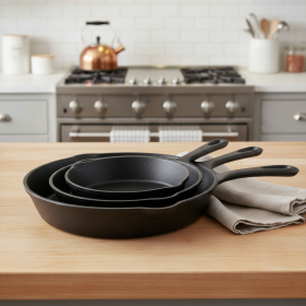 Set of Three Cast Iron Frying Pans
