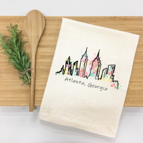 Atlanta Skyline Watercolor Kitchen Towel