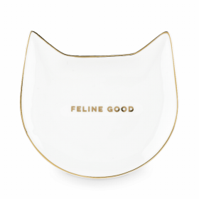 Feline Good: White Cat Tea Tray