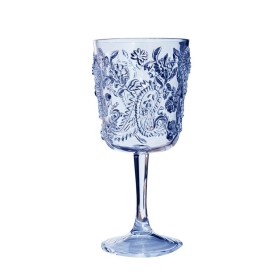 Acrylic Paisley Wine Glass - Blue 13 oz. Set of 4