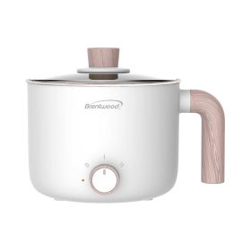 Brentwood 1.5Liter Multi-Function Electric Hot Pot Cooker in White with Ceramic Non-Stick Coating
