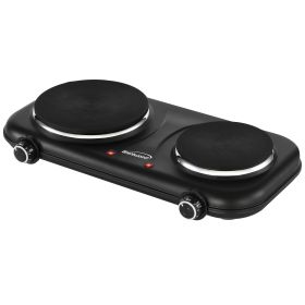Brentwood 1100w Double Cast Iron Burner Electric Hot Plates in Black
