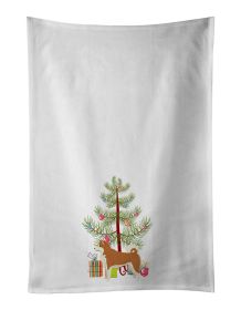 NEW Akita Christmas Tree Kitchen Towel Set of 2 White Dish Towels Decorative Bathroom Hand towel for Hand, Face, Hair, Yoga, Tea, Dishcloth, 19 X 28"