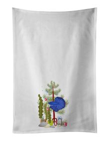 NEW Delta Tail Betta Fish Merry Christmas Kitchen Towel Set of 2 White Dish Towels Decorative Bathroom Hand towel for Hand, Face, Hair, Yoga, Tea