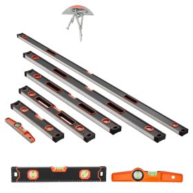 6-Piece Torpedo Level, 78/48/32/24/16/10 Inch All Magnetic Levels Set, Bubble Vials Ruler for 45/90/180 Degree