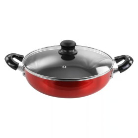 Better Chef Aluminum Non-Stick  Deep Fryer with Glass Lid (Color: Metallic Red, size: 12)