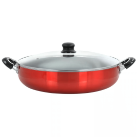 Better Chef Aluminum Non-Stick  Deep Fryer with Glass Lid (Color: Metallic Red, size: 14)