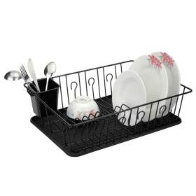 Better Chef Chrome-Plated Metal Dish Rack Drain Tray (Color: Black, size: 16)