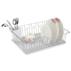 Better Chef Chrome-Plated Metal Dish Rack Drain Tray (Color: White, size: 16)