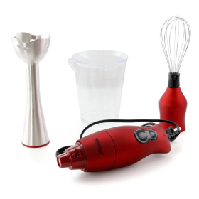 Better Chef 200W DualPro Immersion Blender Hand-Mixer with Cup and Beater (Color: Red)