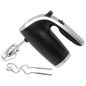 Better Chef 5-Speed 150W Hand Mixer with Silver Accents and Storage Clip (Color: Black)