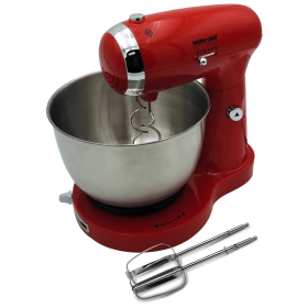 Better Chef 350W Classic Stand Mixer with Stainless Steel Bowl (Color: Red)