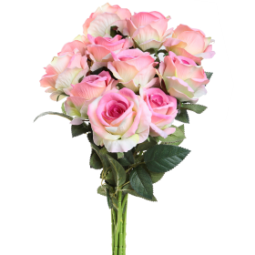 10 Pcs Artificial Rose Simulation Fake Flowers (Color: Pink)
