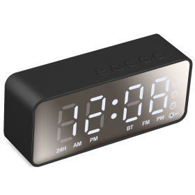 Mirror Digital Alarm Clock (Color: Black)