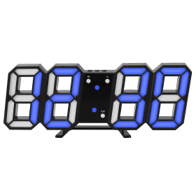 3D LED Digital Wall Clock (Color: Black)