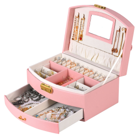 2-Layer Jewelry Box (Color: Pink)