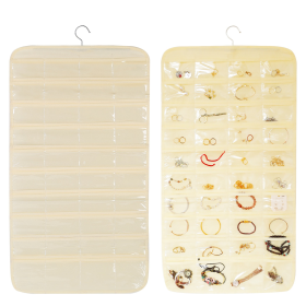 2Pcs Hanging Jewelry Organizer Earring (Color: Biege)