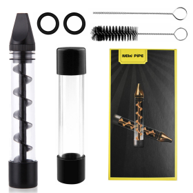 Glass Blunt Pipe Twisty 7-in-1 Grinder Blunt Kit (Color: Black)