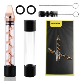Glass Blunt Pipe Twisty 7-in-1 Grinder Blunt Kit (Color: RoseGold)