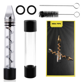 Glass Blunt Pipe Twisty 7-in-1 Grinder Blunt Kit (Color: Silver)