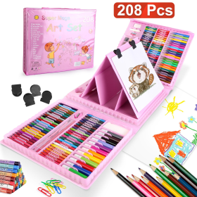 208Pcs Drawing Art Kit Art (Color: Pink)