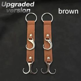 2 Pieces PU Car Hooks, Car Seat Cushion Hooks, Car Seat Back Storage Hooks, Faux Leather Car Hooks, Multi-functional Car Headrest Hooks, Car Seat (Option: Brown)